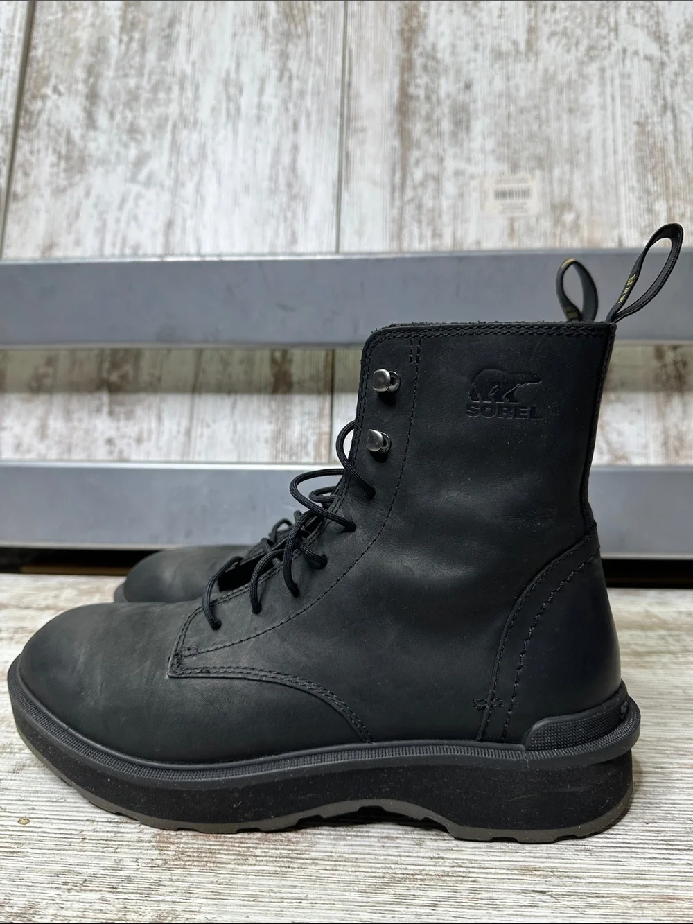 Sorel Black Hi-Line Waterproof Lace-Up Boot Sz 9